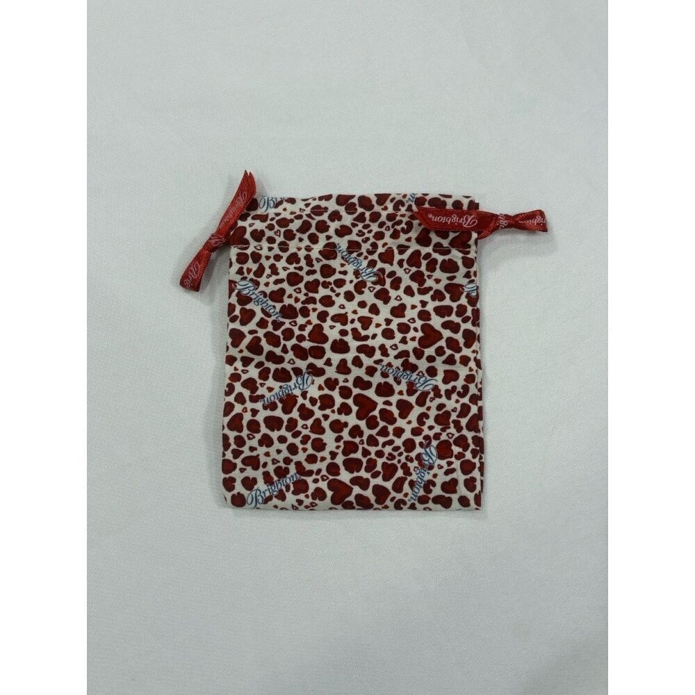 Brighton red heart patterned drawstring dust bag 6”x 5”